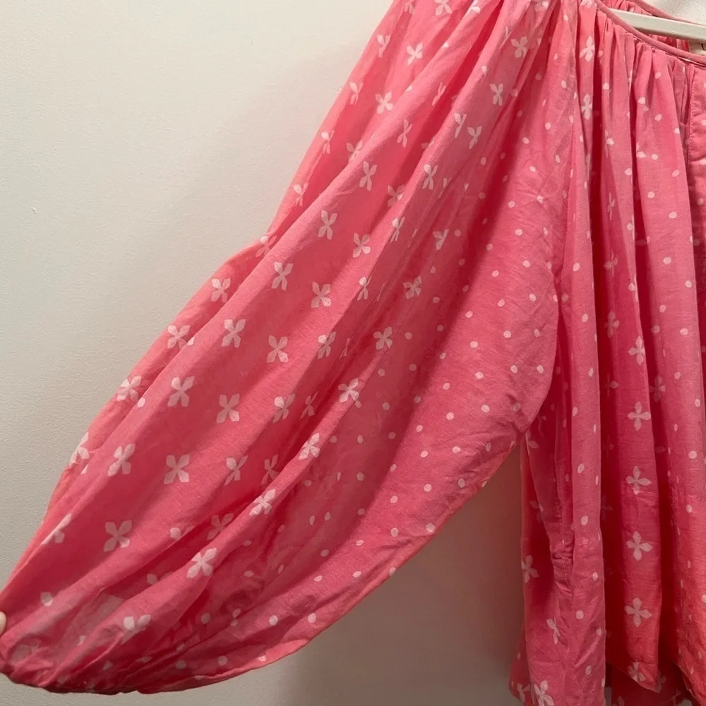ANTHROPOLOGIE KOPAL Luma Peasant Blouse Pink
